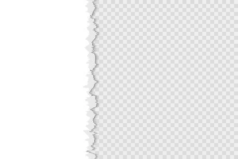 White torn paper left on horizontal page. Scrapbook ripped edges paper Stock Illustration