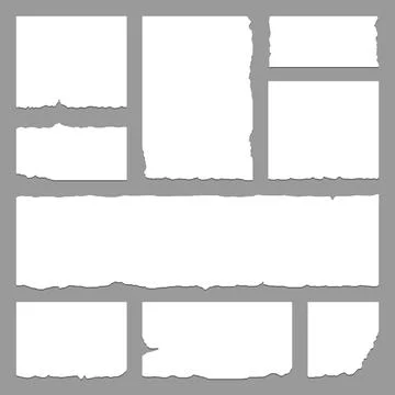 White torn paper rip pieces of sheet edge Stock Illustration