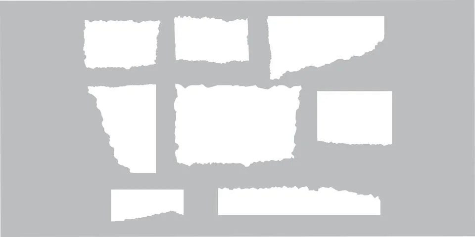 White Torn Paper Scraps Vector Element Set Stock Illustration