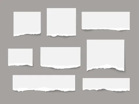 White torn paper tears pieces collection isolated Stock Illustration
