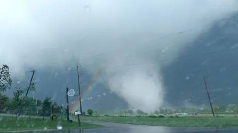 White Tornado and Rainbow Storm Chaser Dashcam 스톡 동영상 246144115