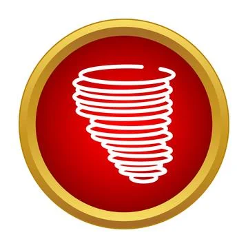 White tornado funnel cloud icon on red background Stock Illustration