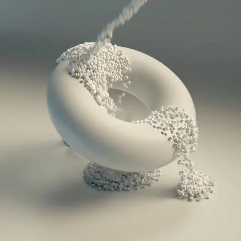 White Torus Covered in Falling Granular Sand Stock-Footage 347693168