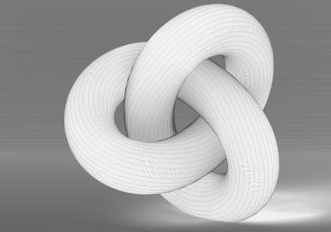 White torus knot with black wire-frame Stock Illustration