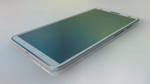 White touchscreen android cellphone smartphone isolated on white background Stock Illustration