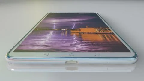 White touchscreen android cellphone smartphone isolated on white background Stock Illustration