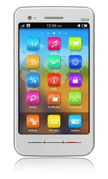 White touchscreen smartphone Stock Illustration