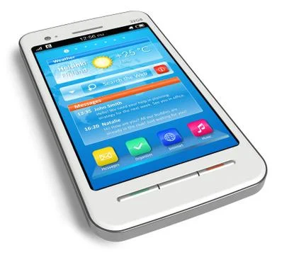 White touchscreen smartphone Ilustração Stock