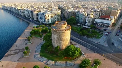 White tower in Thessaloniki Stock Footage 80772219