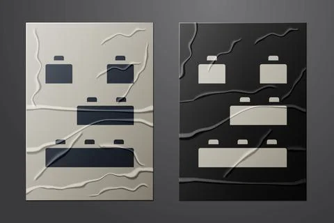 White Toy building block bricks for children icon isolated on crumpled paper Ilustración de archivo
