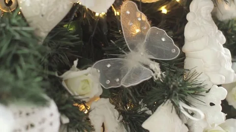 White Toy on the Christmas Tree Stock Footage 71509550