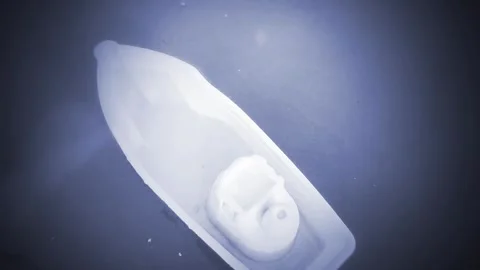 White toy ship at darkness Stock Footage 282670045