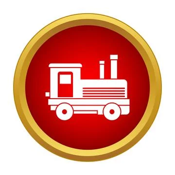 White toy train icon in red circle イラスト素材