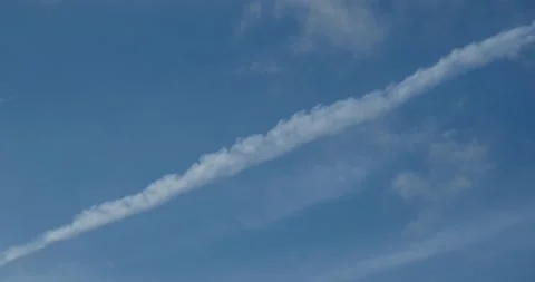 The white trace after plane in the sky. Stock Footage 156221866