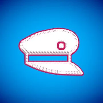White Train driver hat icon isolated on blue background. Vector Stock Illustration