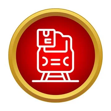 White train logistics icon with delivery box Stock Illustration