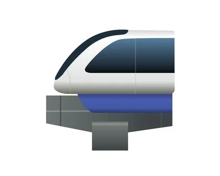 White train Monorails on single track icon Stock Illustration