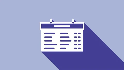 White Train station board icon isolated on purple background. Mechanical Vidéo 148303842