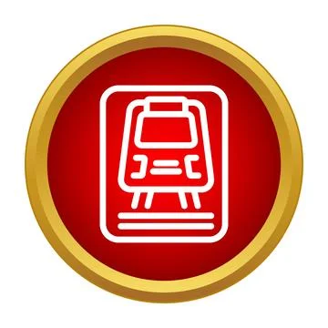 White train station icon on red circle Stock Illustration
