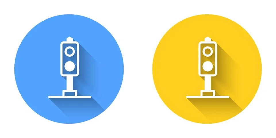 White Train traffic light icon isolated with long shadow background. Traffic Stock Illustration