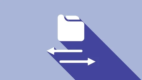 White Transfer files icon isolated on purple background. Copy files, data Stock Footage 159316806