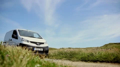 White transit van country side Stock Footage 63604219