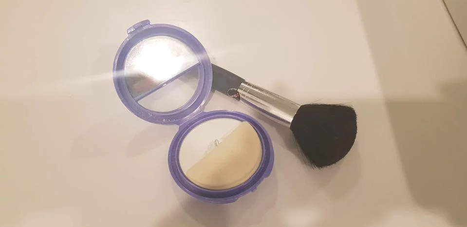 White, translucent powder for makeup Stock Photos