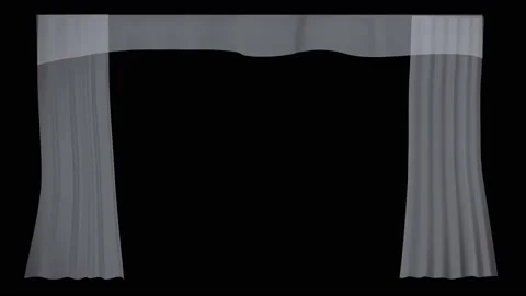 White transparent curtains animated with alpha channel PNG codec Stock Footage 152305736