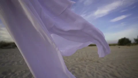 White transparent fabric Stock Footage 138252551