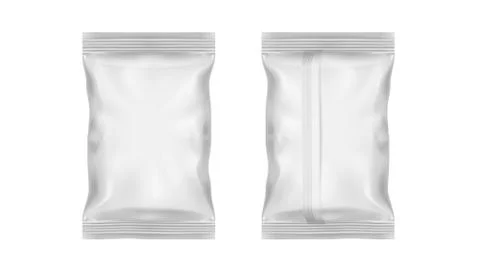 White Transparent Foil Pack For Snack, Chips, Candy Or Other Food Иллюстрация