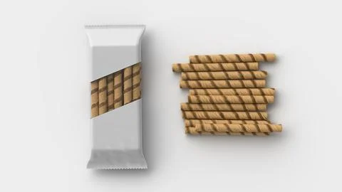 White transparent plastic package with chocolate-filled cookie Stockillustratie