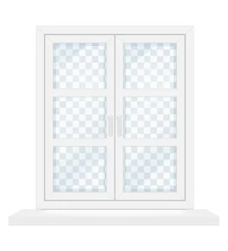White transparent plastic window with window sill vector illustration Stock Illustration