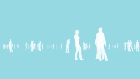 White transparent silhouettes of people on a blue bg Stock Footage 326315430