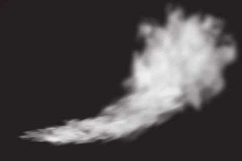 White transparent smoke cloud. Steam explosion special effect. Realistic vector Ilustración de archivo