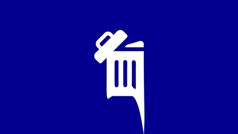 White trash bin icon animation on blue background Stock Footage 327761738