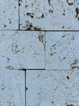 White Travertine Stone Tile Wall Texture Background Stock Photos