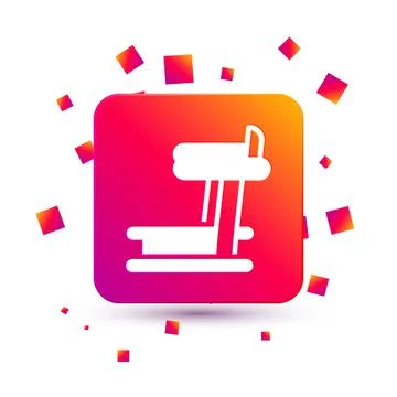White Treadmill machine icon isolated on white background. Square color button Stock Illustration