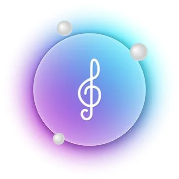 White Treble clef icon isolated on white background. Blue and purple gradie.. Illustrazione stock