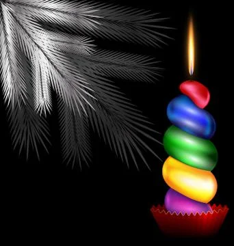 White tree and colored candle Stock Illustration