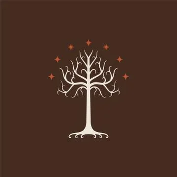 White Tree of Gondor. Isolated on brown background Stock Illustration