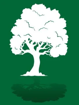 White tree on green background  Stock Illustration