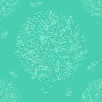White Tree on Green Background Illustrazione stock