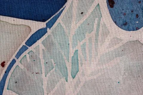 White tree, hot batik, background texture, handmade on silk, surrealism art Stock Illustration