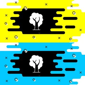 White Tree icon isolated on black background. Forest symbol.  Vector イラスト素材
