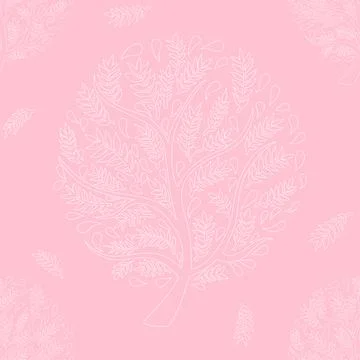 White Tree on Pink Background Stock Illustration