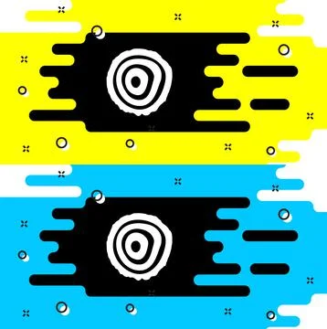 White Tree rings icon isolated on black background. Wooden cross section. Vector Illustrazione stock