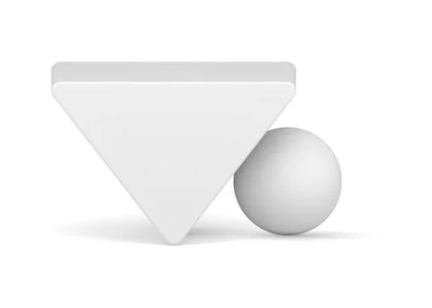 White triangle circle sphere 3d decor element minimalist geometric figure d.. Stock Illustration