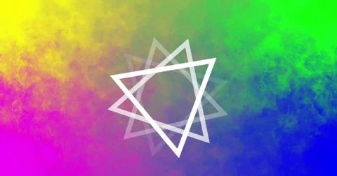 White triangle image over vibrant multicolored gradient background Illustrazione stock
