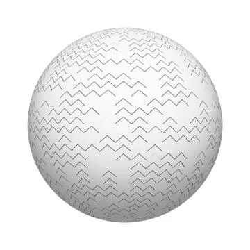 White triangle tiles texture pattern on ball or sphere shape isolated on whit Stock Illustration