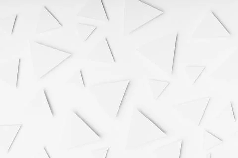 White triangles geometric pattern in bright light with soft light shadows in  Stock Photos